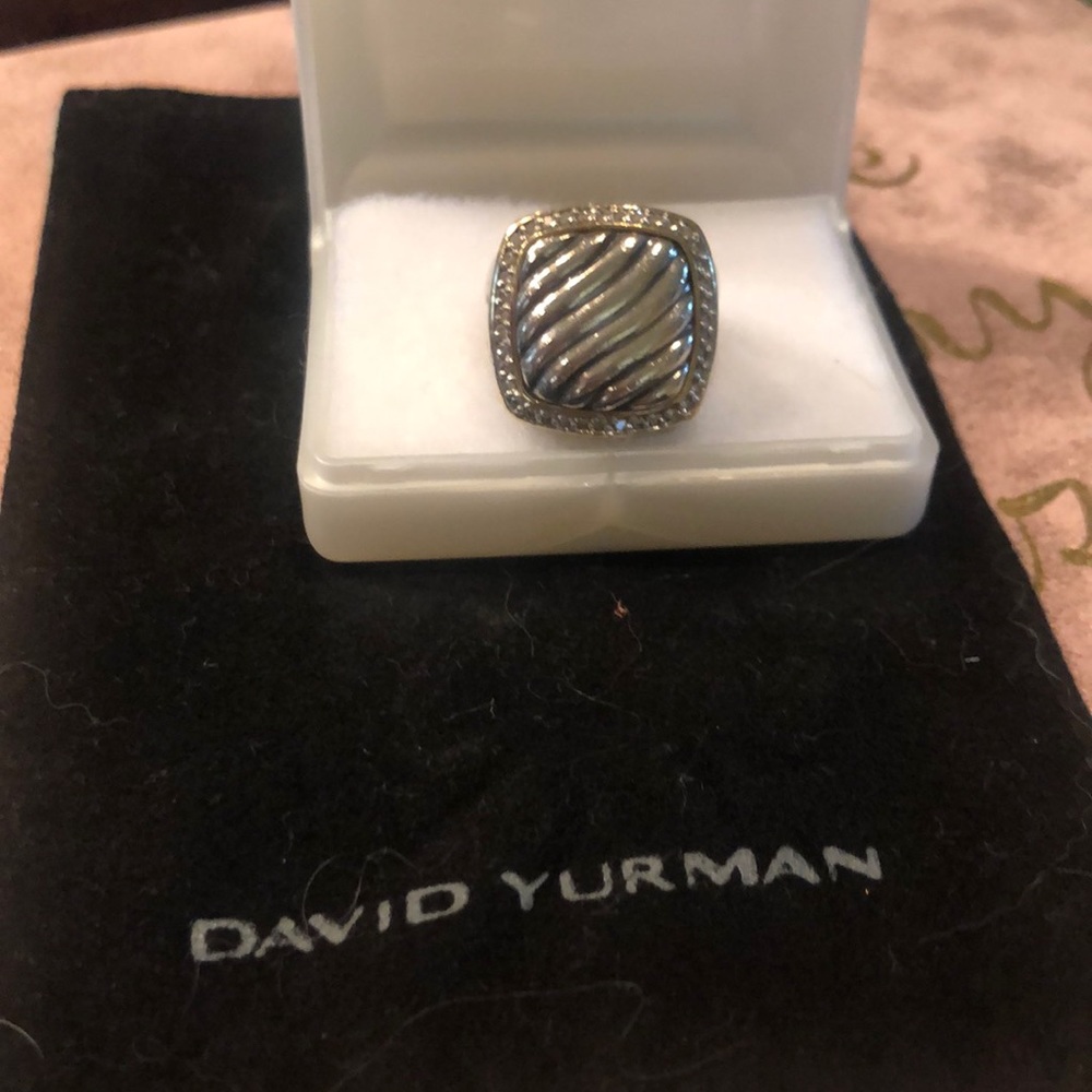 David Yurman squares ring w/diamonds